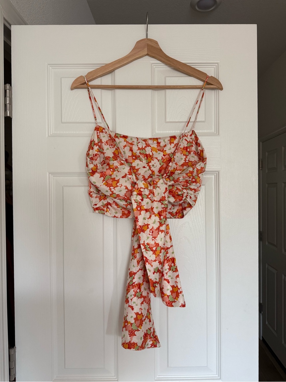 Floral Tie-Front Cami Top - Coral Multi